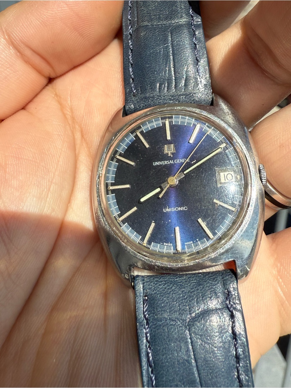 1960’s Universal Genève Unisonic Réf : 852101 Blue Dial For parts or Repair - Picture 5 of 11
